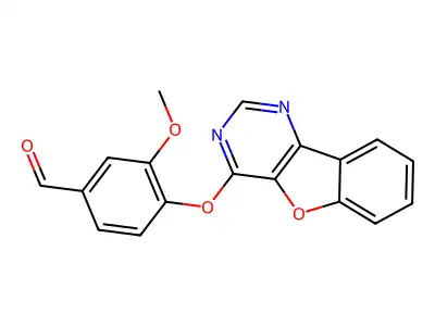4-([1]Benzofuro[3,2-d]pyrimidin-4-yloxy)-3-methoxybenzaldehyde structure