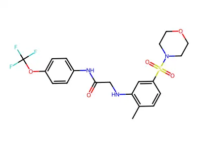2-(2-methyl-5-morpholin-4-ylsulfonylanilino)-N-[4-(trifluoromethoxy)phenyl]acetamide structure