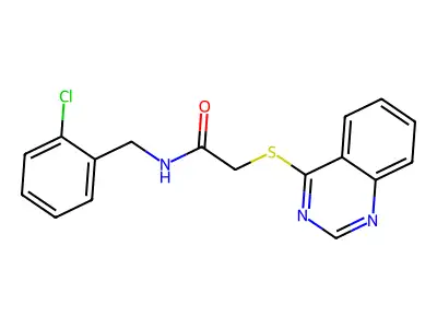 N-[(2-chlorophenyl)methyl]-2-(quinazolin-4-ylsulfanyl)acetamide structure
