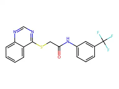 2-(quinazolin-4-ylthio)-N-(3-(trifluoromethyl)phenyl)acetamide structure