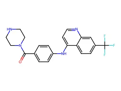 1-Piperazinyl(4-((7-(trifluoromethyl)-4-quinolinyl)amino)phenyl)methanone structure
