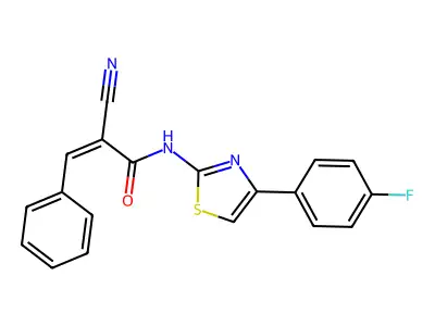 (Z)-2-cyano-N-[4-(4-fluorophenyl)-1,3-thiazol-2-yl]-3-phenylprop-2-enamide structure