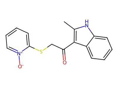 1-(2-methyl-1H-indol-3-yl)-2-(1-oxidopyridin-1-ium-2-yl)sulfanylethanone structure