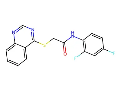 N-(2,4-difluorophenyl)-2-(quinazolin-4-ylsulfanyl)acetamide structure