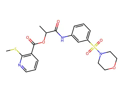 [1-(3-morpholin-4-ylsulfonylanilino)-1-oxopropan-2-yl] 2-methylsulfanylpyridine-3-carboxylate structure