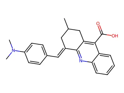 4-(4-Dimethylamino-benzylidene)-2-methyl-1,2,3,4-tetrahydro-acridine-9-carboxylic acid structure