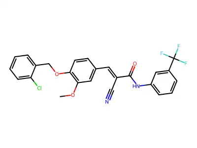 (E)-3-[4-[(2-chlorophenyl)methoxy]-3-methoxyphenyl]-2-cyano-N-[3-(trifluoromethyl)phenyl]prop-2-enamide structure