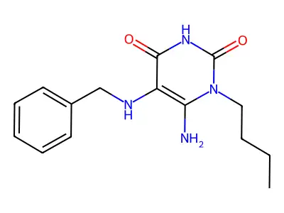 6-Amino-5-benzylamino-1-butyl-1H-pyrimidine-2,4-dione structure