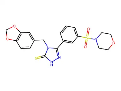 4-(2H-1,3-benzodioxol-5-ylmethyl)-5-[3-(morpholine-4-sulfonyl)phenyl]-4H-1,2,4-triazole-3-thiol structure