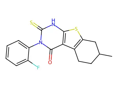 4-(2-Fluorophenyl)-11-methyl-5-sulfanyl-8-thia-4,6-diazatricyclo[7.4.0.0,2,7]trideca-1(9),2(7),5-trien-3-one structure