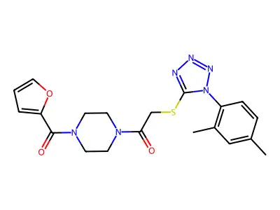 2-[[1-(2,4-Dimethylphenyl)-1H-tetrazol-5-yl]thio]-1-[4-(2-furanylcarbonyl)-1-piperazinyl]ethanone structure