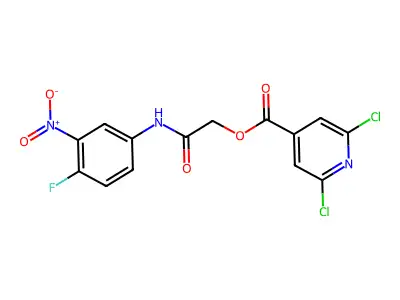 [(4-Fluoro-3-nitrophenyl)carbamoyl]methyl 2,6-dichloropyridine-4-carboxylate structure