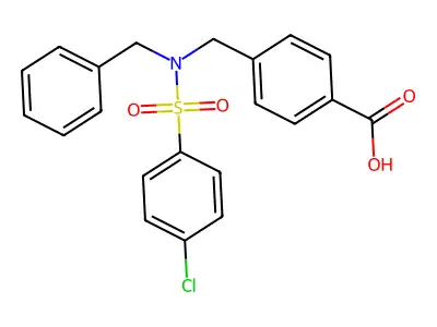 4-[(N-benzyl-4-chlorobenzenesulfonamido)methyl]benzoic acid structure