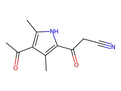 3-(4-acetyl-3,5-dimethyl-1H-pyrrol-2-yl)-3-oxopropanenitrile structure