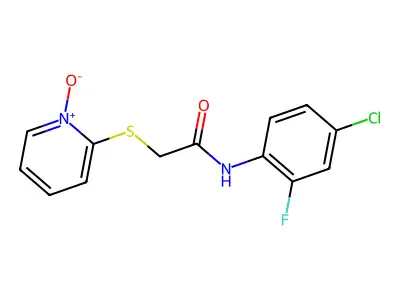 N-(4-chloro-2-fluorophenyl)-2-(1-oxidopyridin-1-ium-2-yl)sulfanylacetamide structure