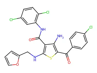 4-Amino-5-(4-chlorobenzoyl)-N-(2,5-dichlorophenyl)-2-[(2-furanylmethyl)amino]-3-thiophenecarboxamide structure