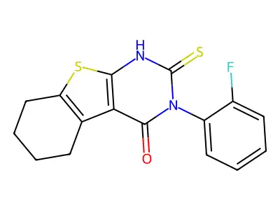 4-(2-fluorophenyl)-5-sulfanyl-8-thia-4,6-diazatricyclo[7.4.0.0,2,7]trideca-1(9),2(7),5-trien-3-one structure