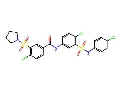 4-Chloro-N-[4-chloro-3-[[(4-chlorophenyl)amino]sulfonyl]phenyl]-3-(1-pyrrolidinylsulfonyl)benzamide structure