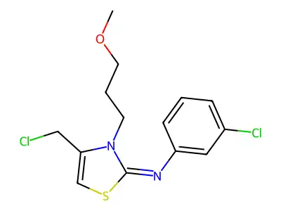4-(chloromethyl)-N-(3-chlorophenyl)-3-(3-methoxypropyl)-2,3-dihydro-1,3-thiazol-2-imine structure