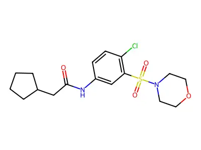 N-(4-chloro-3-morpholin-4-ylsulfonylphenyl)-2-cyclopentylacetamide structure