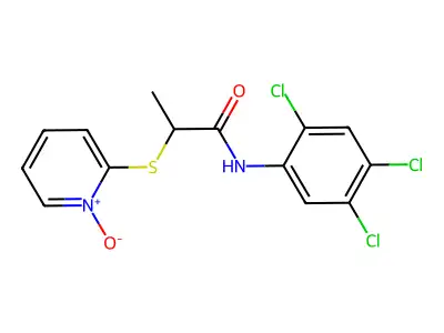 2-(1-oxidopyridin-1-ium-2-yl)sulfanyl-N-(2,4,5-trichlorophenyl)propanamide structure