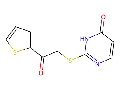 2-(2-oxo-2-thiophen-2-ylethyl)sulfanyl-1H-pyrimidin-6-one structure