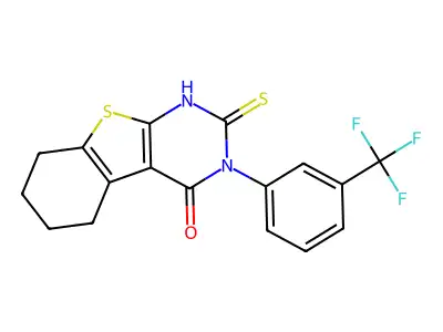 5-Sulfanyl-4-[3-(trifluoromethyl)phenyl]-8-thia-4,6-diazatricyclo[7.4.0.0,2,7]trideca-1(9),2(7),5-trien-3-one structure