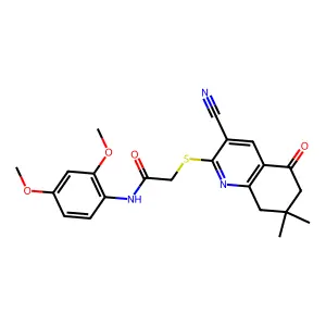 2-[(3-cyano-7,7-dimethyl-5-oxo-5,6,7,8-tetrahydroquinolin-2-yl)sulfanyl]-N-(2,4-dimethoxyphenyl)acetamide structure