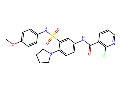 2-chloro-N-[3-[(4-methoxyphenyl)sulfamoyl]-4-pyrrolidin-1-ylphenyl]pyridine-3-carboxamide structure