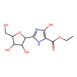 ethyl 2-[3,4-dihydroxy-5-(hydroxymethyl)oxolan-2-yl]-4-hydroxy-1H-imidazole-5-carboxylate structure