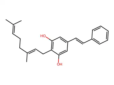 2-(3,7-Dimethylocta-2,6-dienyl)-5-(2-phenylethenyl)benzene-1,3-diol structure
