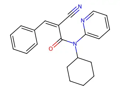 2-cyano-N-cyclohexyl-3-phenyl-N-pyridin-2-ylprop-2-enamide structure