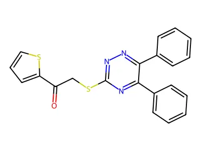 2-[(5,6-Diphenyl-1,2,4-triazin-3-yl)sulfanyl]-1-(thiophen-2-yl)ethan-1-one structure