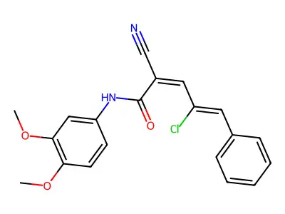 4-chloro-2-cyano-N-(3,4-dimethoxyphenyl)-5-phenylpenta-2,4-dienamide structure