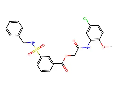 2-[(5-Chloro-2-methoxyphenyl)amino]-2-oxoethyl 3-[[(phenylmethyl)amino]sulfonyl]benzoate structure