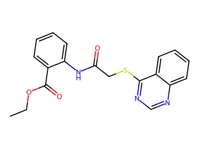 Ethyl 2-(2-(quinazolin-4-ylthio)acetamido)benzoate structure