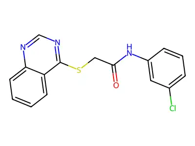 N-(3-chlorophenyl)-2-(quinazolin-4-ylthio)acetamide structure