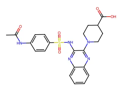 1-[3-(4-Acetamidobenzenesulfonamido)quinoxalin-2-yl]piperidine-4-carboxylic acid structure