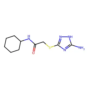 2-[(3-amino-1H-1,2,4-triazol-5-yl)sulfanyl]-N-cyclohexylacetamide structure