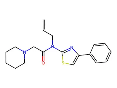 N-(4-phenyl-1,3-thiazol-2-yl)-2-piperidin-1-yl-N-prop-2-enylacetamide structure