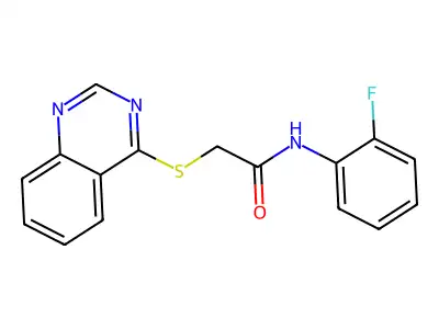 N-(2-fluorophenyl)-2-(quinazolin-4-ylthio)acetamide structure