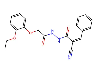 2-cyano-N'-[2-(2-ethoxyphenoxy)acetyl]-3-phenylprop-2-enehydrazide structure