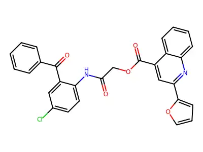 2-[(2-Benzoyl-4-chlorophenyl)amino]-2-oxoethyl 2-(2-furanyl)-4-quinolinecarboxylate structure