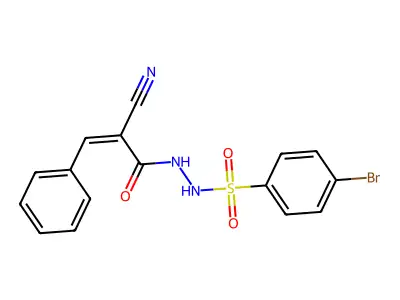N'-(4-bromobenzenesulfonyl)-2-cyano-3-phenylprop-2-enehydrazide structure