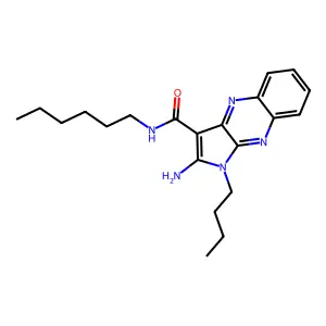 2-amino-1-butyl-N-hexyl-1H-pyrrolo[2,3-b]quinoxaline-3-carboxamide structure