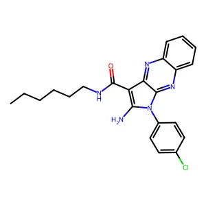 2-amino-1-(4-chlorophenyl)-N-hexyl-1H-pyrrolo[2,3-b]quinoxaline-3-carboxamide structure