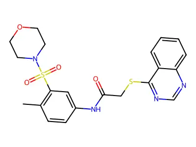N-(4-methyl-3-morpholin-4-ylsulfonylphenyl)-2-quinazolin-4-ylsulfanylacetamide structure