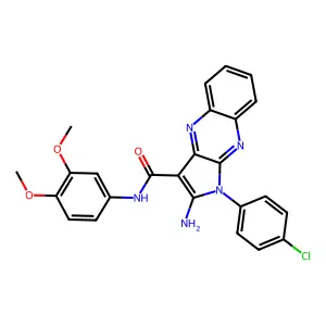 2-amino-1-(4-chlorophenyl)-N-(3,4-dimethoxyphenyl)-1H-pyrrolo[2,3-b]quinoxaline-3-carboxamide structure