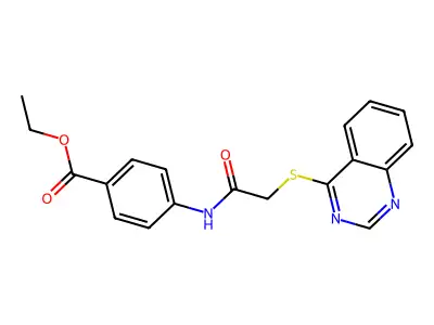 Ethyl 4-(2-(quinazolin-4-ylthio)acetamido)benzoate structure