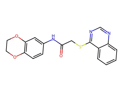 N-(2,3-dihydro-1,4-benzodioxin-6-yl)-2-quinazolin-4-ylsulfanylacetamide structure